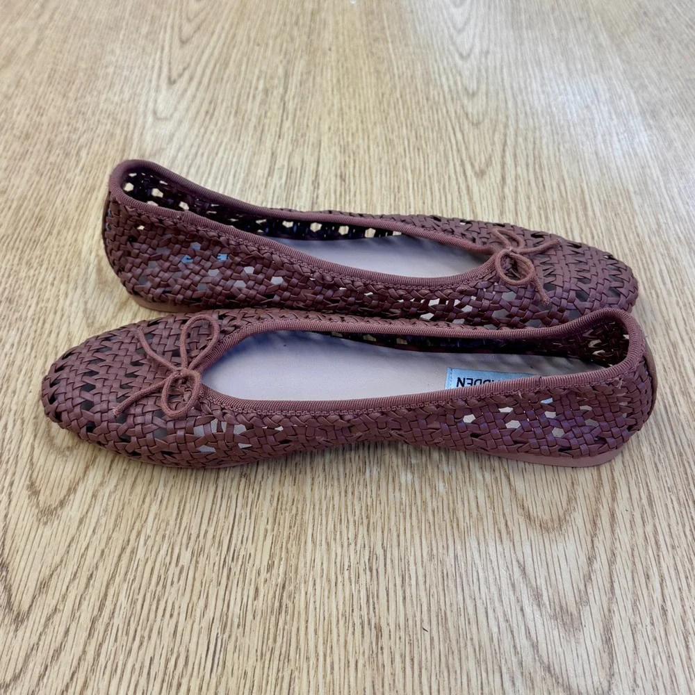 Steve Madden Women's Leather Woven Ballet Flats Brown Size 9.5M Spring Summer - Picture 6 of 7